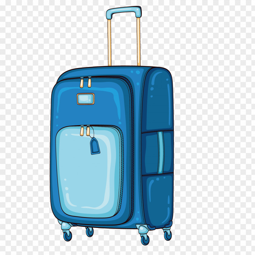 Blue Luggage Hand Train Baggage Travel PNG