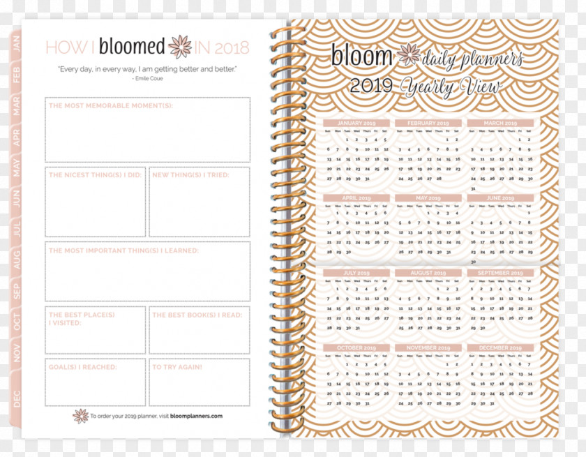 DAILY PLANNER Paper Personal Organizer Hardcover Calendar Bloom Daily Planners PNG