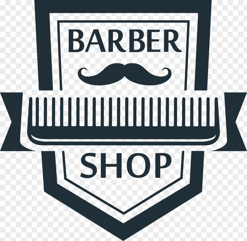 Decorative Beard And Comb Barber Shop Polka Barbershop Logo PNG