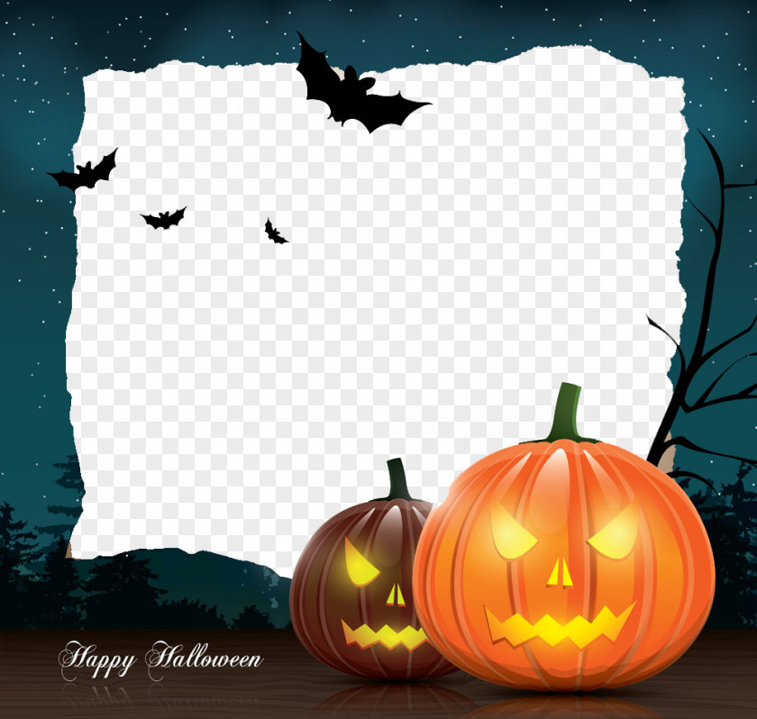 Halloween Border Template Greeting Card Illustration PNG