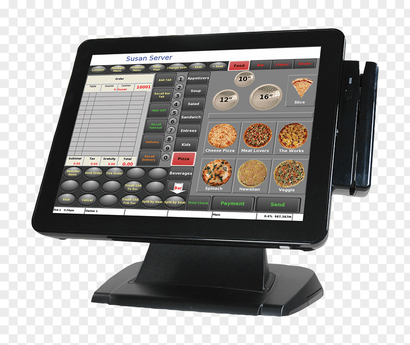 Hollywood Pizza & Kebab Bar Point Of Sale Cash Register Retail Thermal Paper Touchscreen PNG