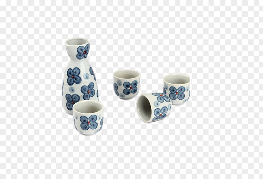 Hand-painted Ceramic Wine Set Distilled Beverage Baijiu Sake PNG