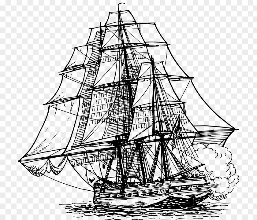 Ship Frigate Drawing Of The Line Art PNG