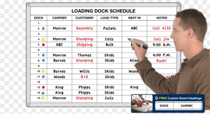 Schedule Dry-Erase Boards Magnatag Loading Dock Drawing PNG