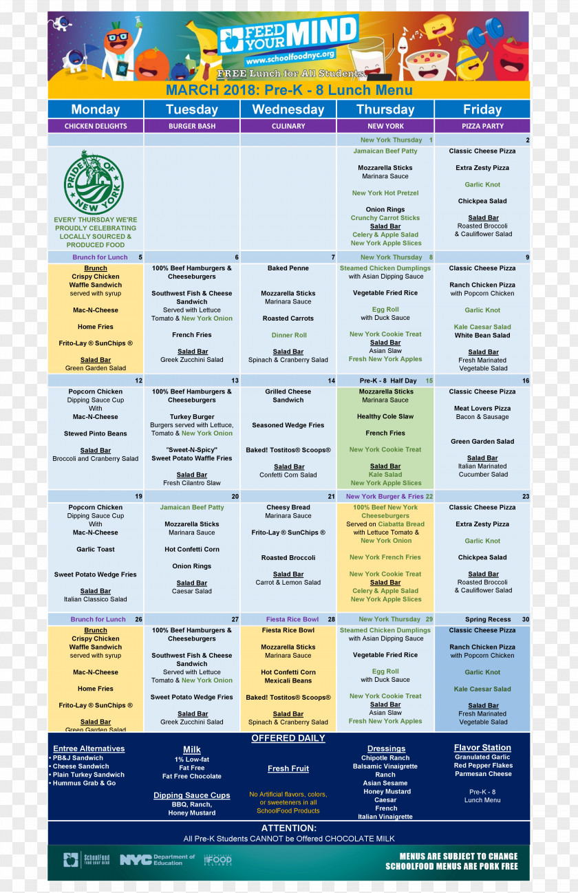 Hotel Public School 102 Meal Lunch Menu PNG