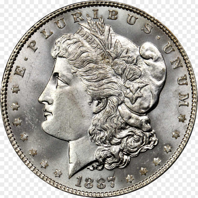 Silver Coin Dollar Morgan E Pluribus Unum Gold PNG