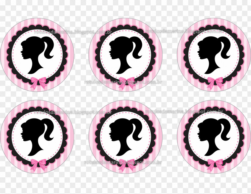 Barbie Label Cupcake Black Pink PNG