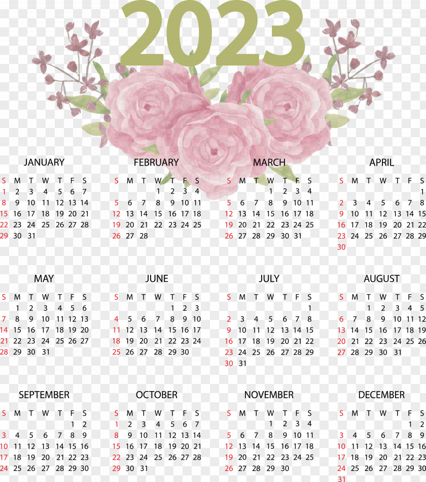 Calendar 2023 Week Sunday 2022 PNG