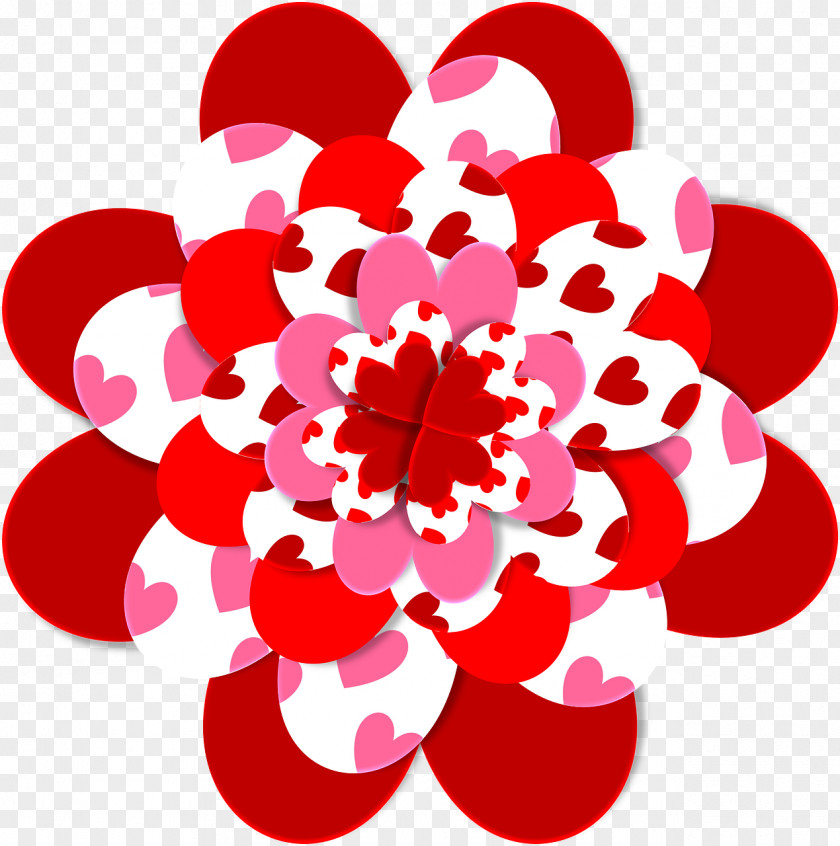 Flower Shape Floral Design Red Heart Clip Art PNG