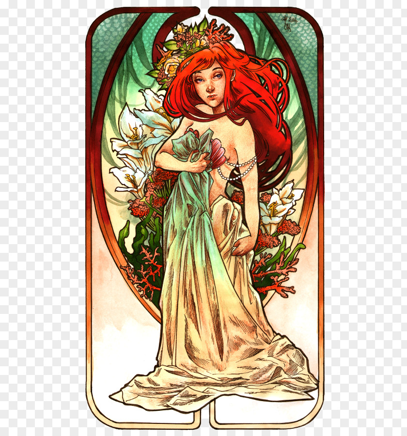 Painting Ariel The Little Mermaid Art Nouveau Drawing PNG