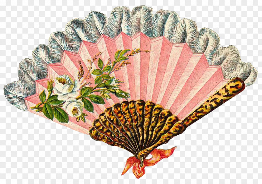 Chantilly Lace Victorian Era Hand Fan Paper PNG