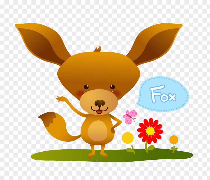 Brown Fox Drawing Illustration PNG