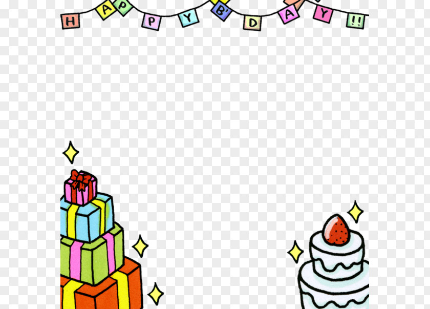Flag And Birthday Cake PNG