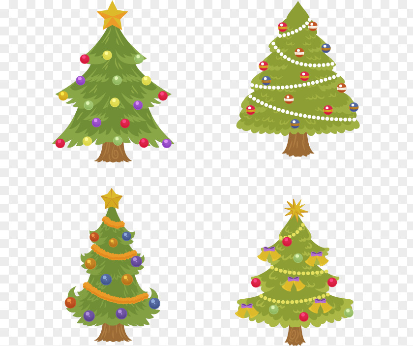 Four Christmas Tree Ornament Lights Decoration PNG