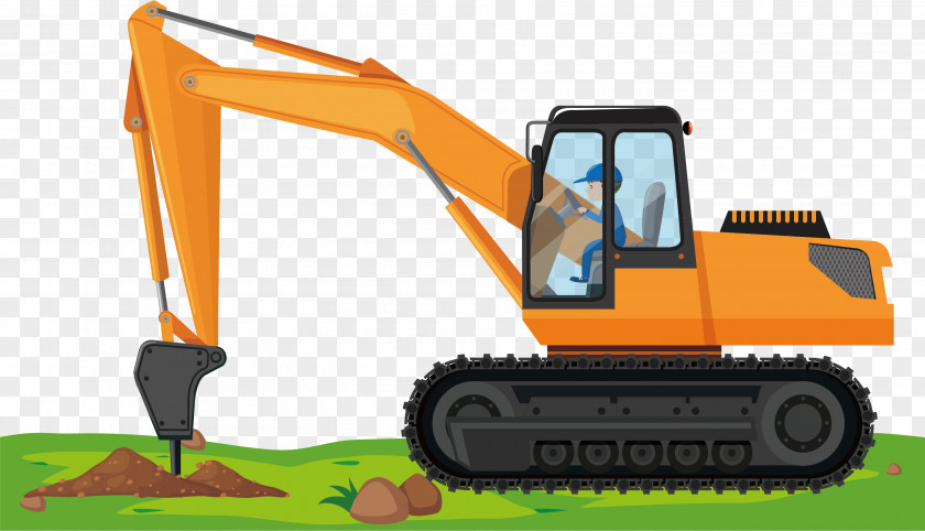 Vector Excavator Heavy Equipment Architectural Engineering Vehicle PNG