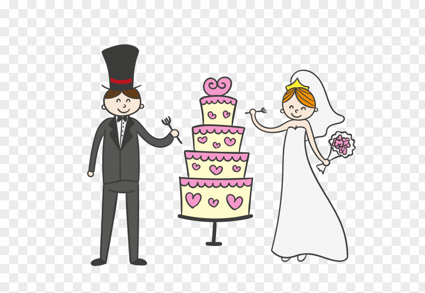 Vector Simple Color Sina Bride Cake Pattern Wedding Invitation Bridegroom PNG