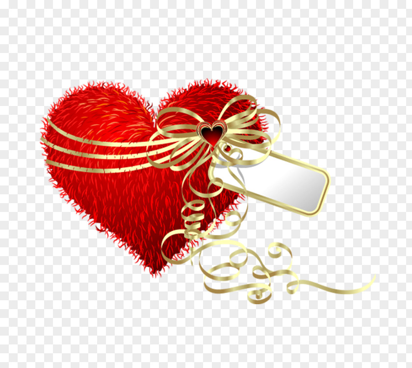 Red Ribbon Heart Valentines Day Gift Pillow PNG