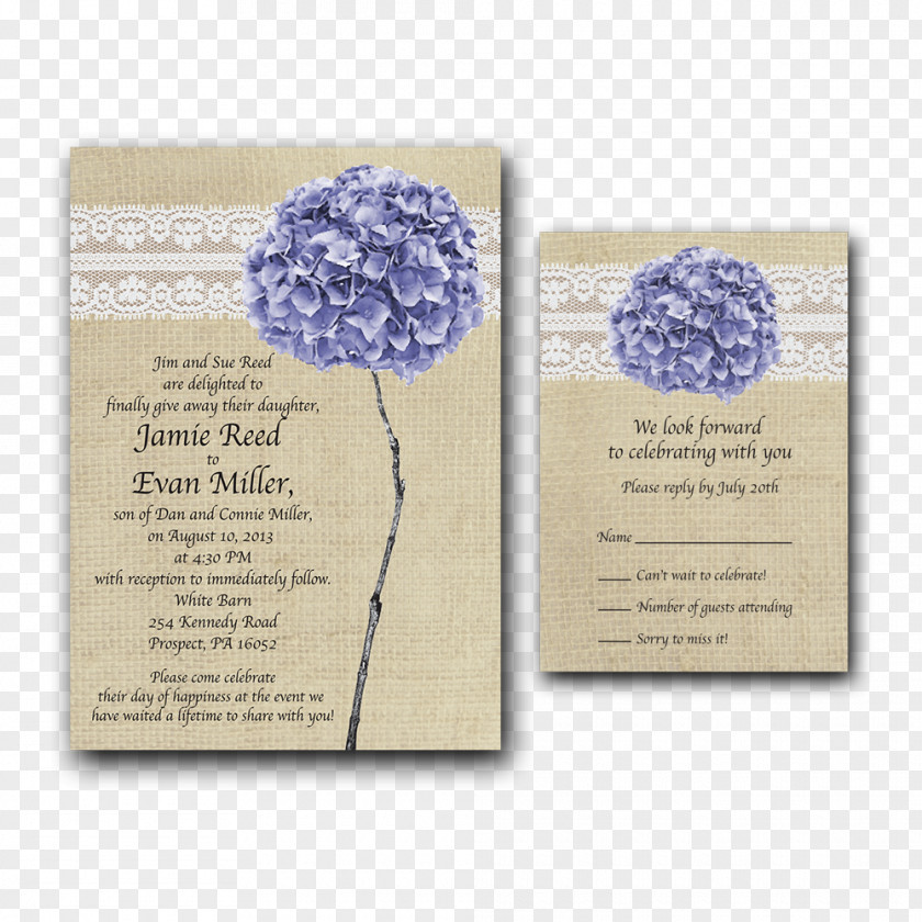 Romantic Tone Wedding Invitation Paper Hessian Fabric Floral Design PNG