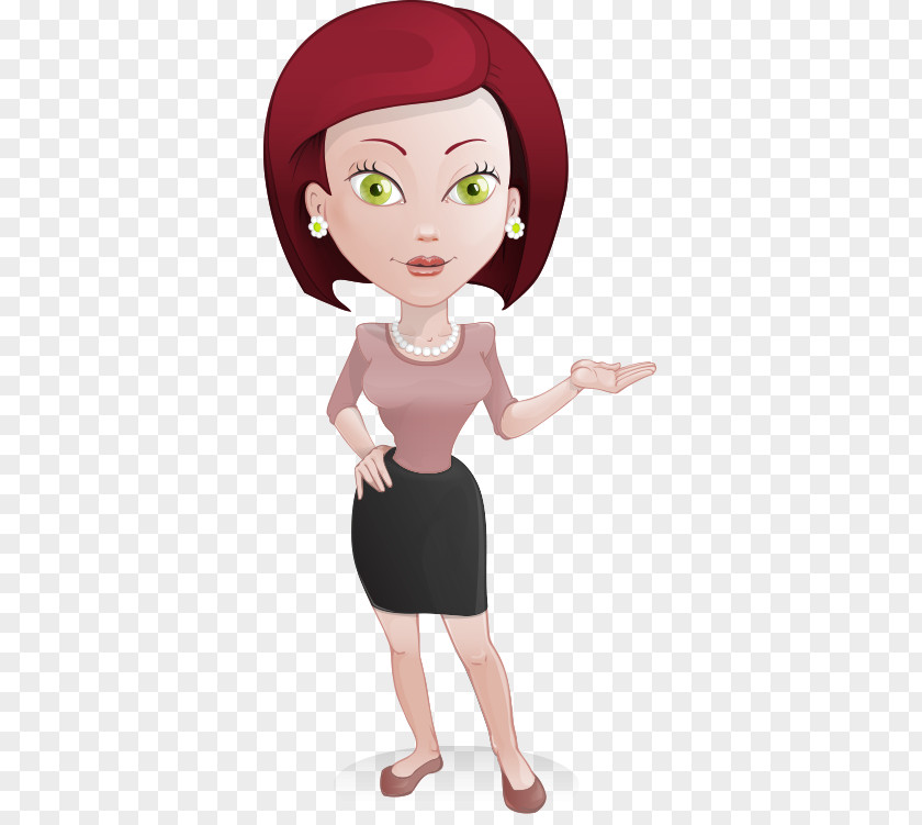 Cartoon Painted Red Hair Flirty Character Female Illustration PNG