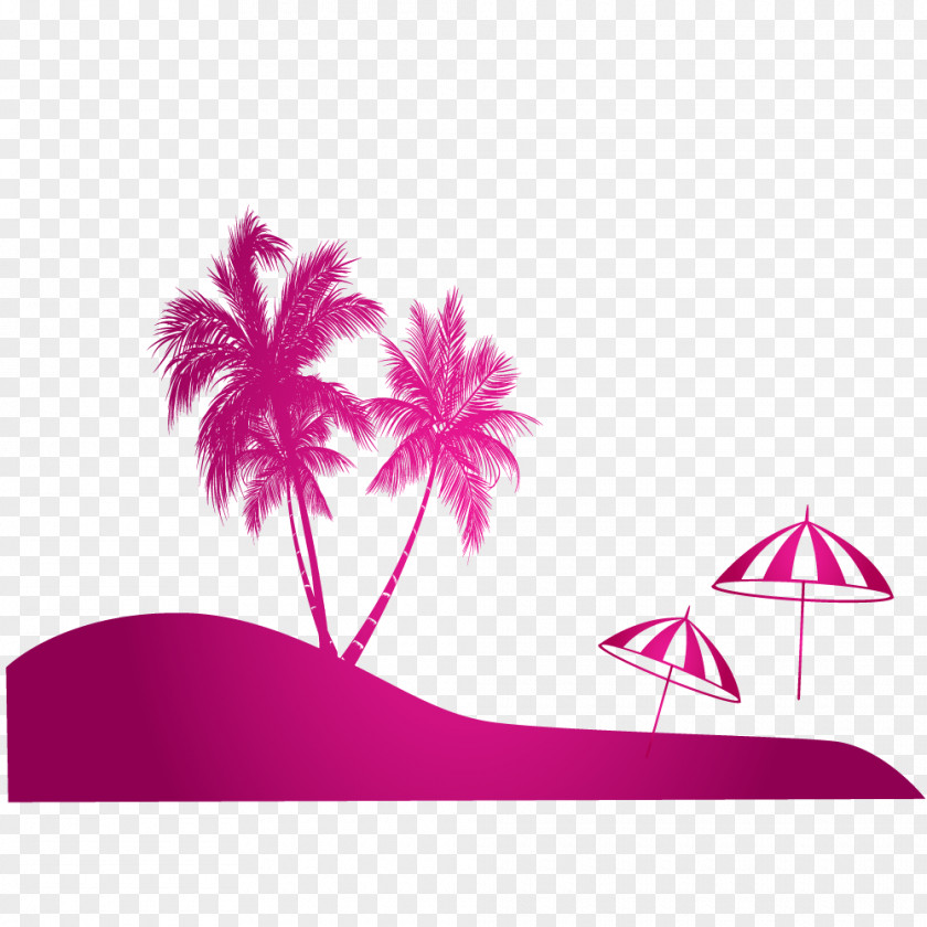 Seaside Coconut Tree Landscape Element Vector Beach Euclidean Fukei PNG