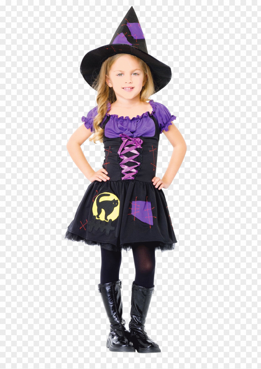 Witch Cat Halloween Costume Child PNG