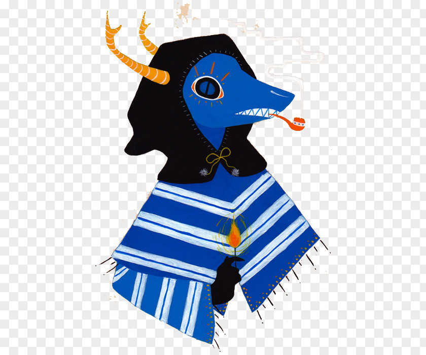 Hand-painted Flowers Goat Smoking PNG