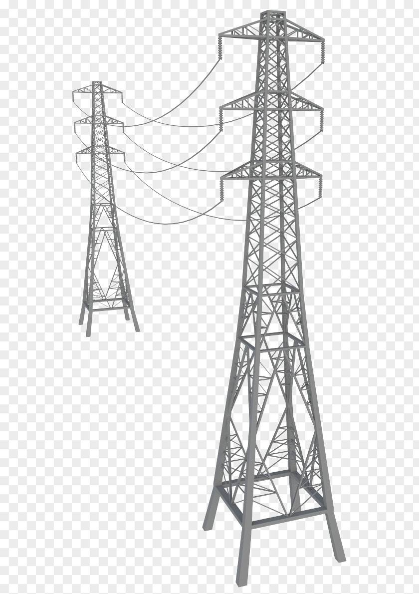 High Voltage Transmission Tower Electricity Electric Power Overhead Line PNG