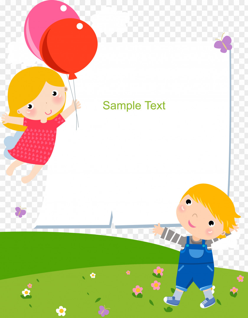 Kids Cartoon Balloons Text Box Child Clip Art PNG
