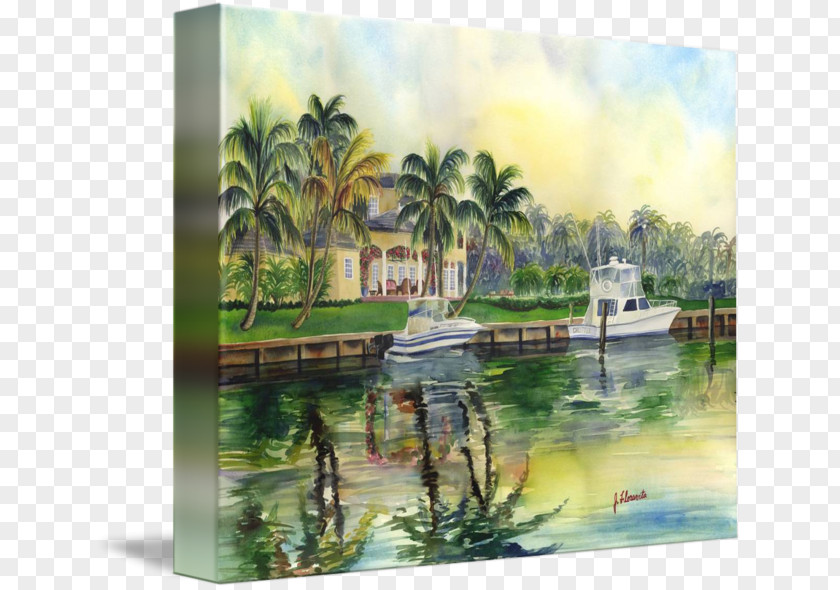 Painting Watercolor Bayou Gallery Wrap Canvas PNG
