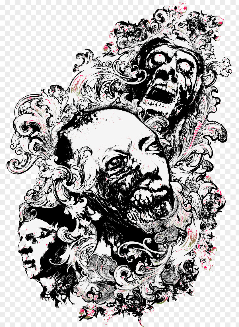 Vector Creative Trend Horror Skull T-shirt Download Clip Art PNG