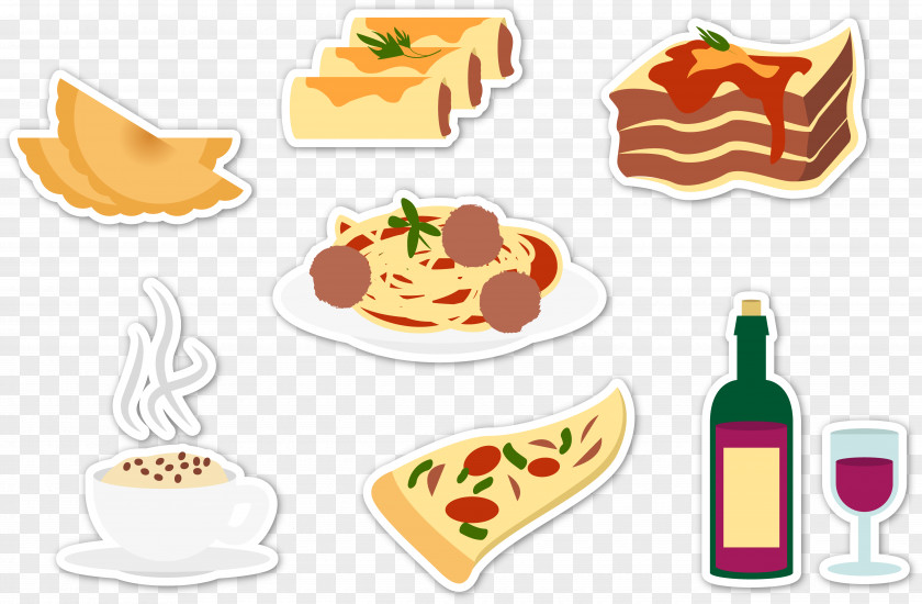 Characteristic Food Red Wine Italian Cuisine Lasagne Illustration PNG