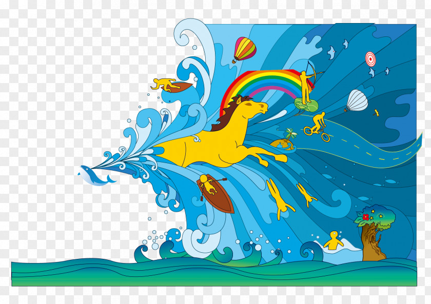 Sea Horse Wave PNG