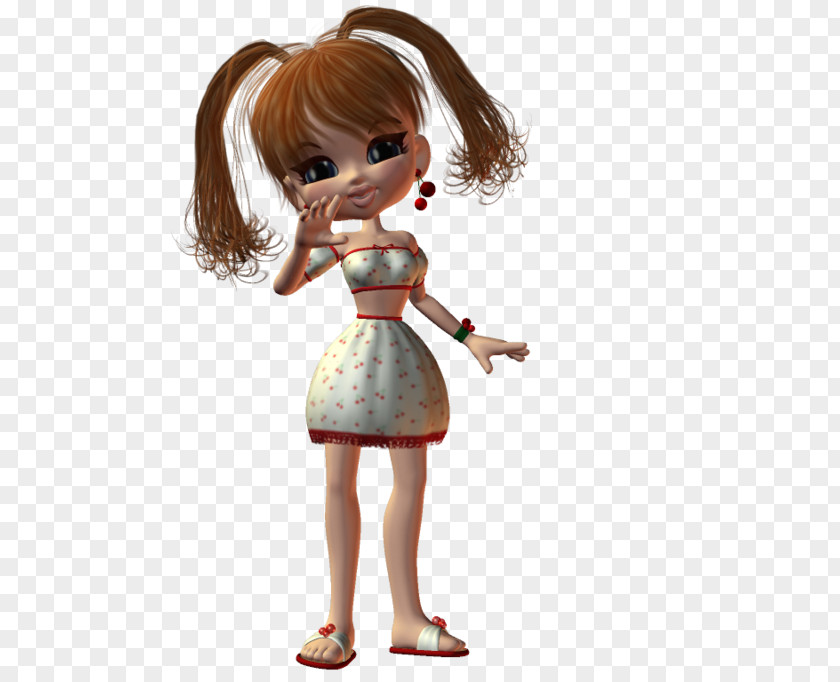 Titou Figurine Doll Brown Hair Cartoon PNG