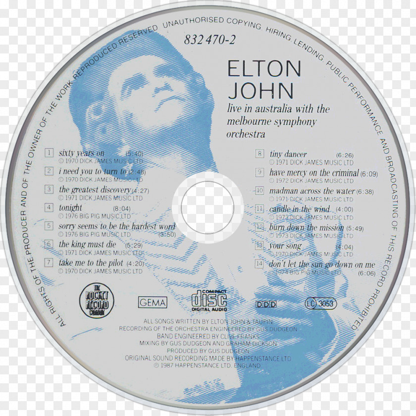 Elton John Live In Australia With The Melbourne Symphony Orchestra Candle Wind Phonograph Record Compact Disc PNG