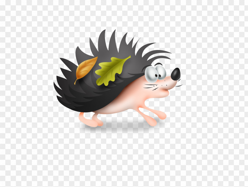 Cartoon Hedgehog Leaves Penguin PNG