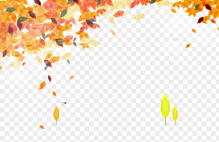Hand Drawn Autumn Leaves Background Template Computer File PNG