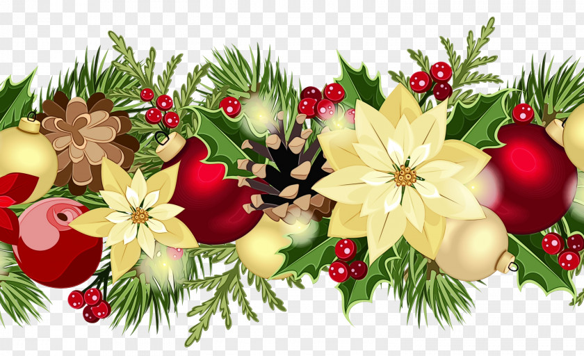 Holly Floral Design Christmas Decoration PNG