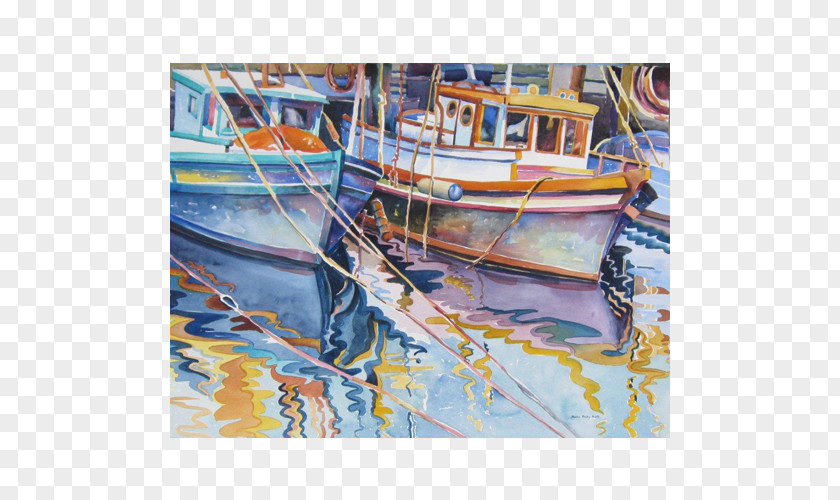 Watercolor Autumn Painting Fishing Vessel Fishermans Wharf PNG