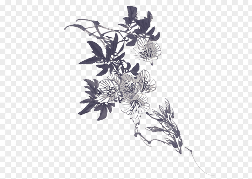 Ink Chrysanthemum Wash Painting Watercolor PNG