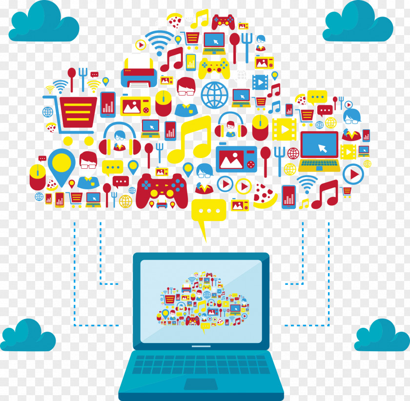 Vector Laptop With Cloud Services Server Computing Clip Art PNG