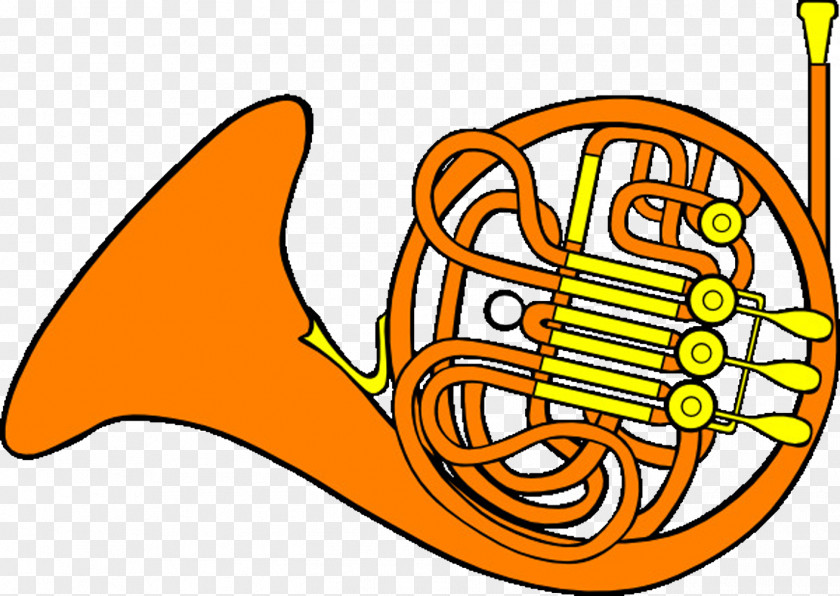 Yellow Trumpet French Horn Drawing Clip Art PNG