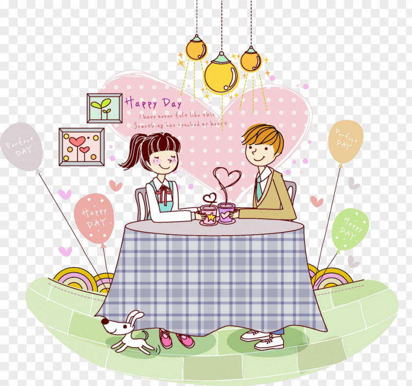 Cartoon Couple Dinner Significant Other Illustration PNG