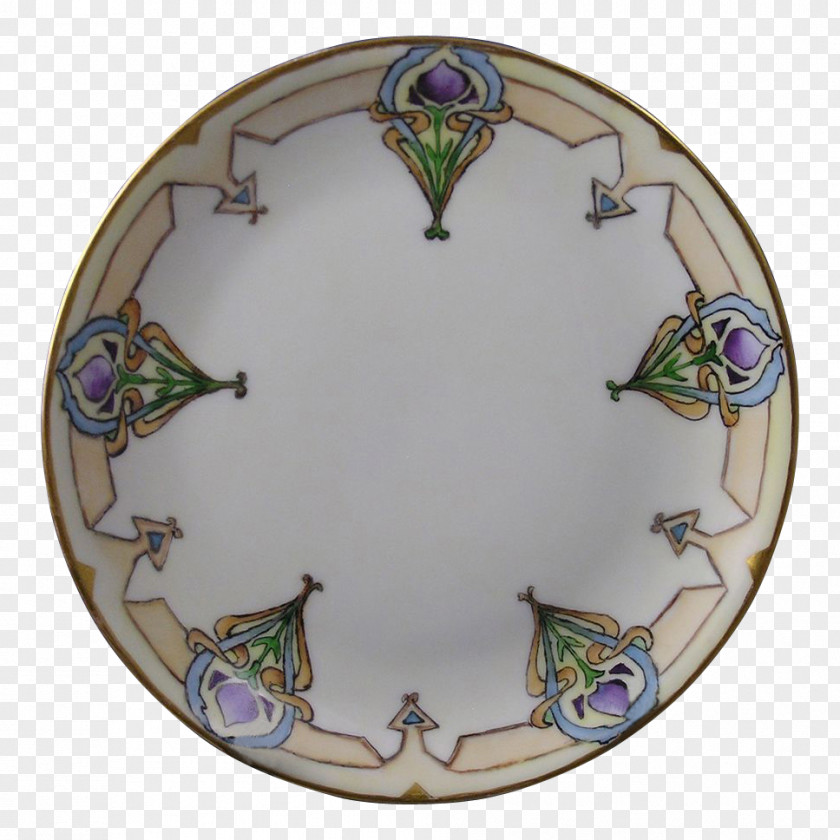 Floral Motif Tableware Plate Purple PNG