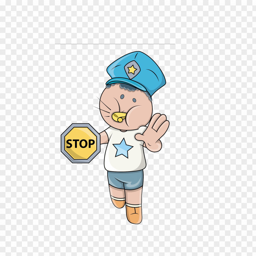 Cartoon Cute Traffic Police Do Stop Gesture Photography Illustration PNG