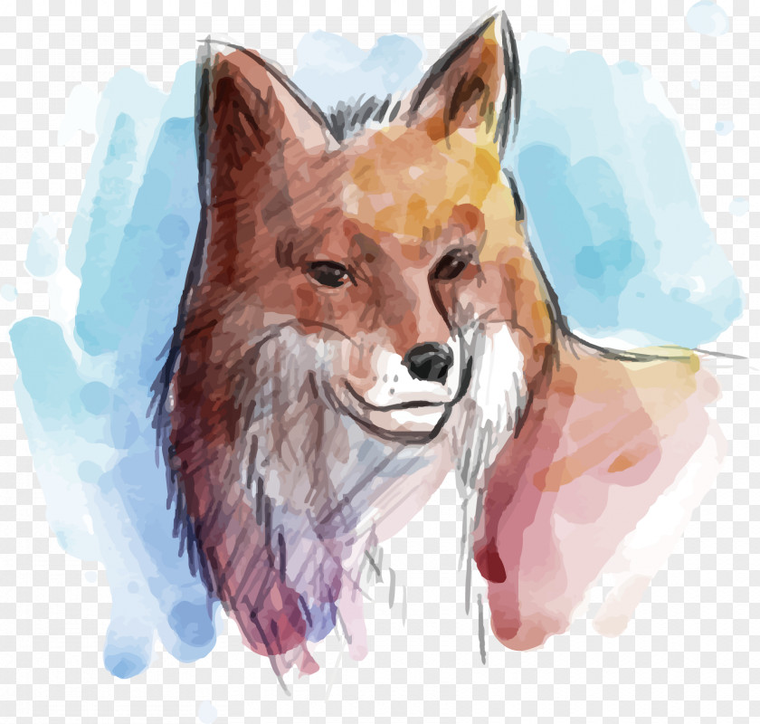 Hand Painted Wolf Vector Gray Watercolor Painting Euclidean Animal PNG