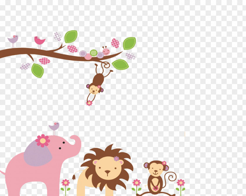 Cartoon Animal Wall Painting Paper Sticker Decal Adhesive PNG