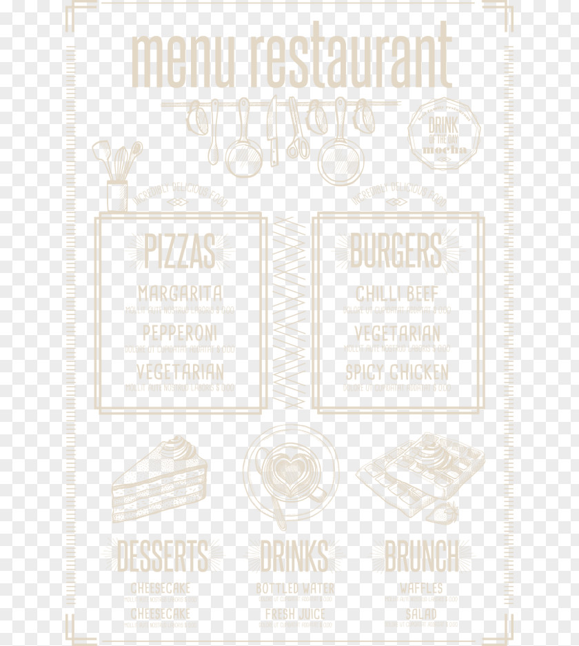 Vector Coffee Chocolate Cake Menu Paper White Brand Pattern PNG