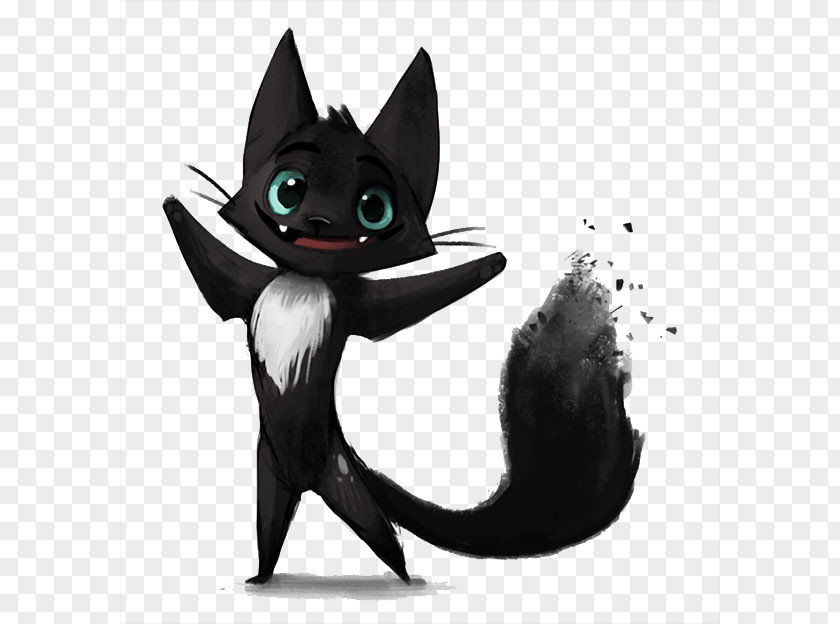 Black Ink Fox Drawing Humour Art Cat Sxecth PNG