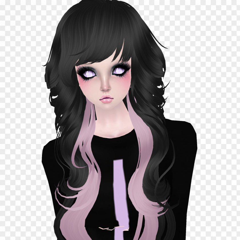 Goth Long Hair IMVU Hairstyle Subculture PNG