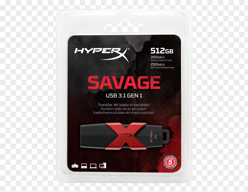 USB Kingston HyperX Savage Technology Flash Drives 3.0 PNG